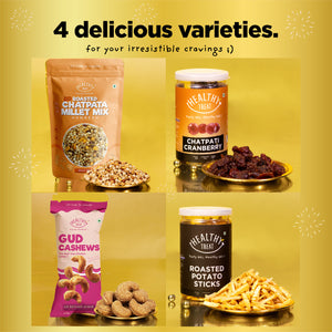 Holi Glow Gift Hamper | Roasted Healthy Snacks, Thandai Mix, Herbal Gulal & Holi Greeting Card