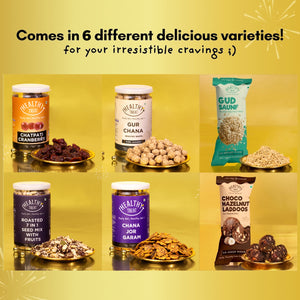 Celebration Holi Gift Hamper | Roasted Healthy Snacks, Berries, Hazelnut Laddoo, & Holi Greeting Card