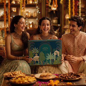 Festive Luxe Holi Gift Hamper | Roasted Dry Fruits, Healthy Snacks, Hazelnut Laddoo, Thandai Mix, Herbal Gulal & Holi Greeting Card