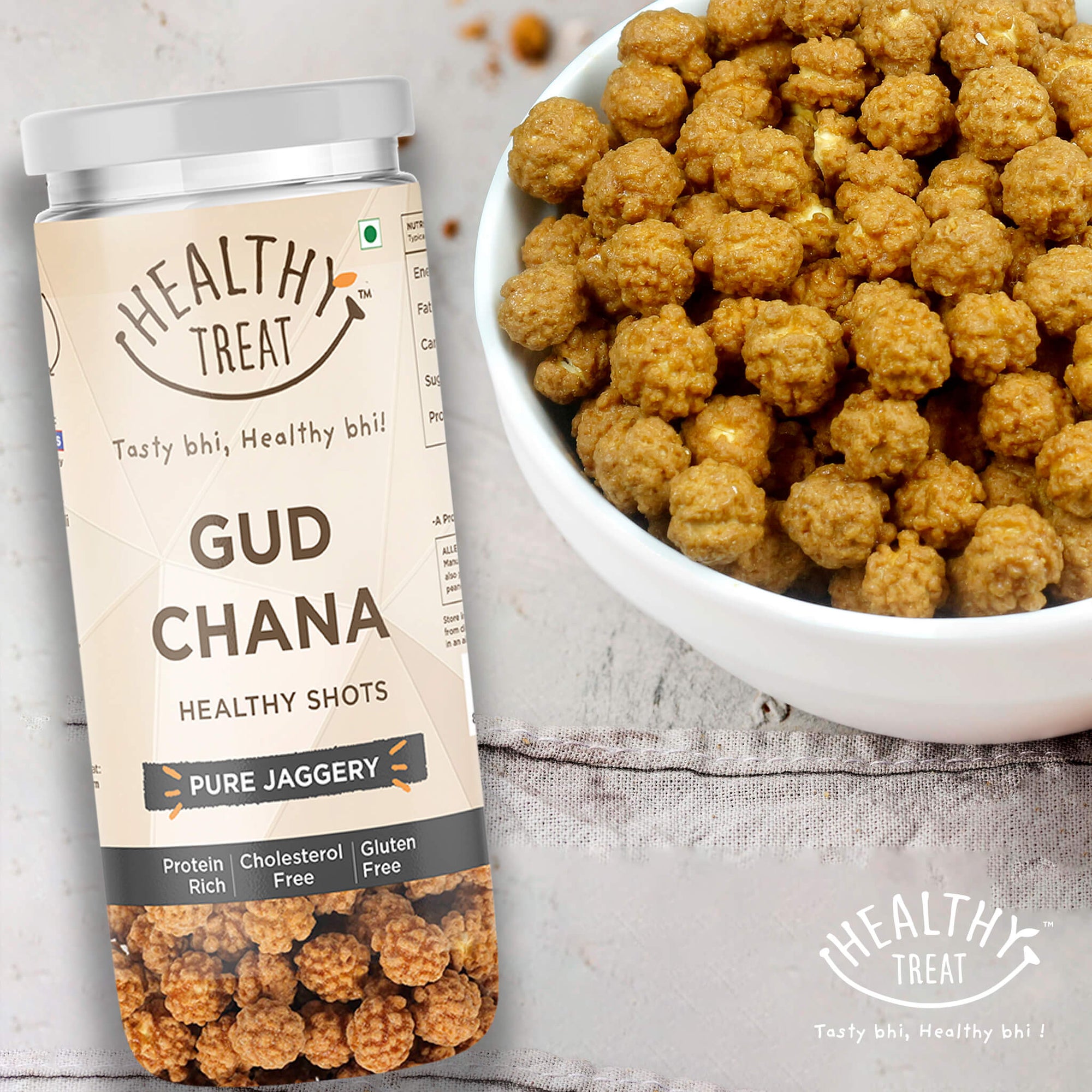 Healthy Treat gur Chana or Roasted chickpeas with natural pure jaggery, these are healthy diabetic friendly immunity shots which are protein rich and full of nutrients.