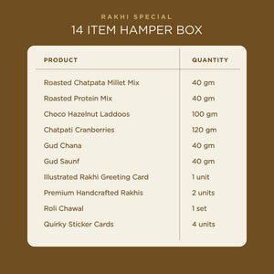 Pyara Rishta Rakhi with Chocolate for Brother, 14 Items | Rakhi Pair, Roli Chawal, Chocolate Laddoo, Cranberry, Gud Chana, Gud Saunf, Protein Mix, Stickers,