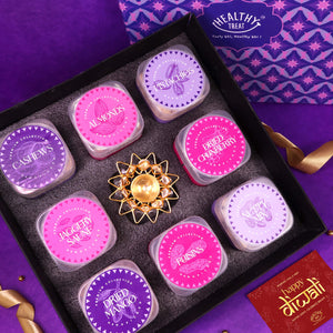 Gala Premium Dry Fruit Diwali Gift Box - Pack of 8 snacks, 1 Brass Diya