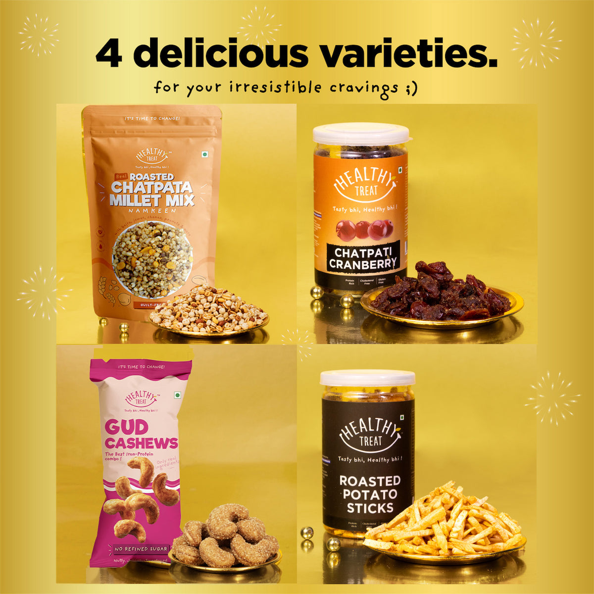 Holi Glow Gift Hamper | Roasted Healthy Snacks, Thandai Mix, Herbal Gulal & Holi Greeting Card