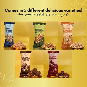 Wholesome Treats Holi Gift Hamper | Roasted Healthy Snacks, Thandai Mix, Hazelnut Laddoo, Herbal Gulal & Holi Greeting Card
