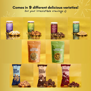 Magic Holi Gift Hamper | Roasted Dry Fruits, Healthy Snacks, Hazelnut Laddoo, Thandai Mix, Herbal Gulal & Holi Greeting Card