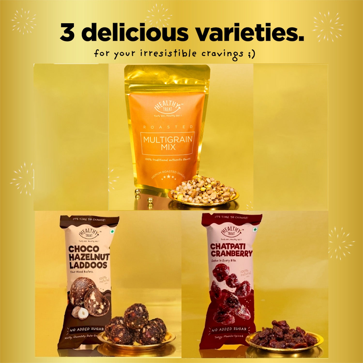 Healthy Treat Eternal Holi Gift Hamper | Roasted Healthy Snacks, Thandai Mix, Hazelnut Laddoo, Herbal Gulal & Holi Greeting Card