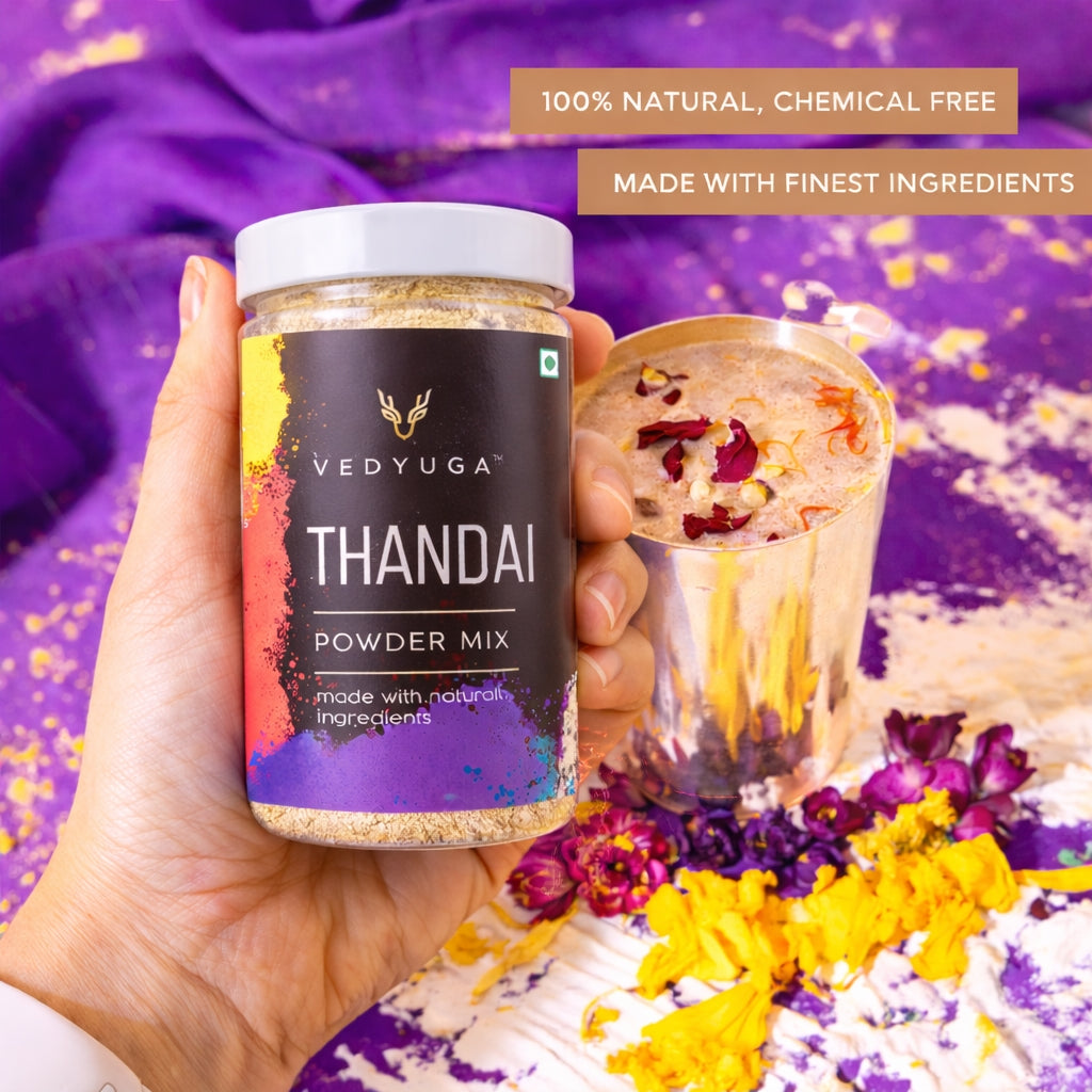Holi Glow Gift Hamper | Roasted Healthy Snacks, Thandai Mix, Herbal Gulal & Holi Greeting Card