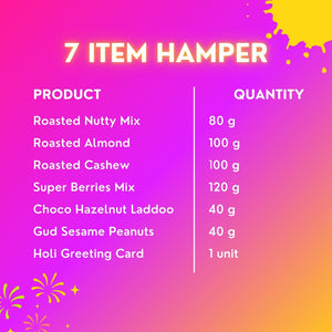 Delight Holi Gift Hamper | Roasted Dry fruits, Berries, Hazelnut Laddoo, & Holi Greeting Card