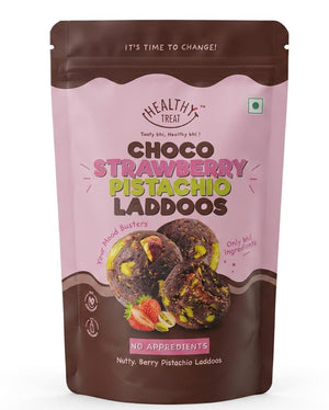 Choco Strawberry Pistachio Laddoos | Sugar-Free Energy Balls | High Protein Dry Fruit Laddu 150g