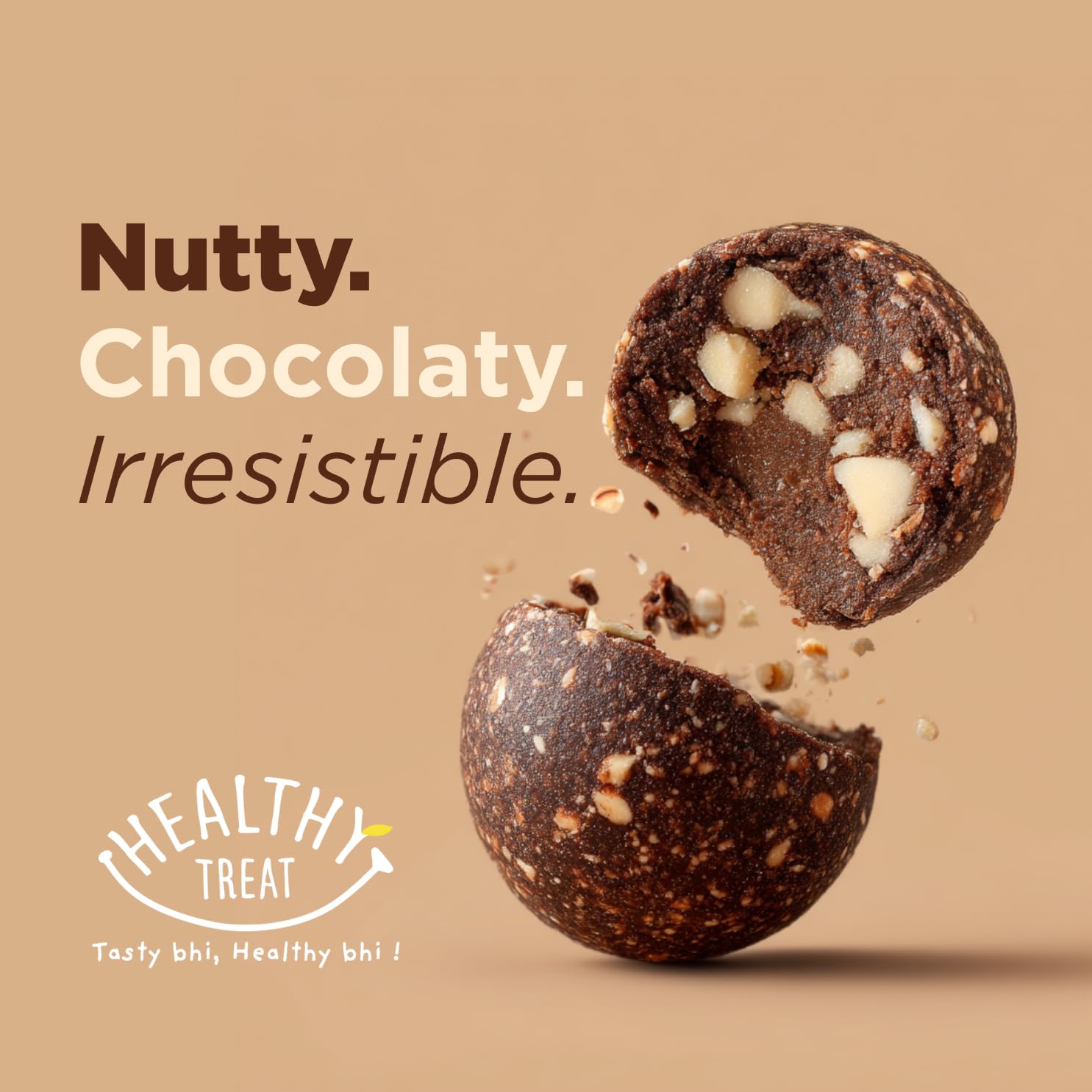 Premium Hazelnut Chocolate Laddoos | Sugar-Free Energy Balls | High Protein Dry Fruit Laddu | Natural & Gluten-Free | No Added Sugar | Pack of 15