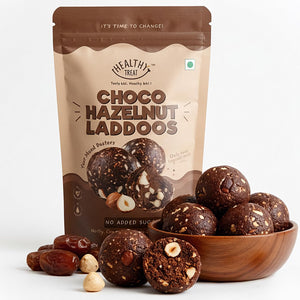 Premium Hazelnut Chocolate Laddoos | Sugar-Free Energy Balls | High Protein Dry Fruit Laddu | Natural & Gluten-Free | No Added Sugar | Pack of 15