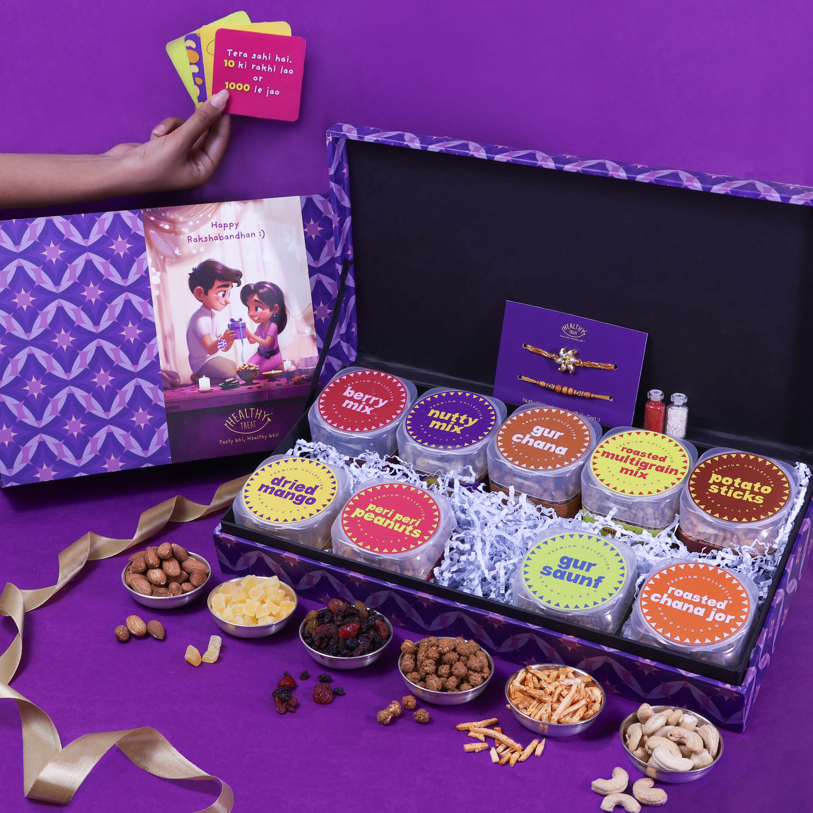 Rakhi Munch n' Crunch Gift Box by Healthy Treat - HEALTHY TREAT