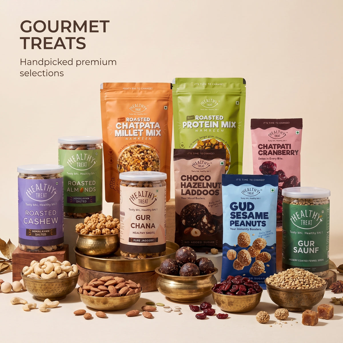 Magic Box Rakhi Hamper for Brother with Dry Fruits, 18 Items | Rakhi Pair, Roli Chawal, Almonds, Cashews, Seed Mix, Gud Chana, Gud Saunf, Sesame Peanut, Chocolate Laddoo, Raksha Bandhan