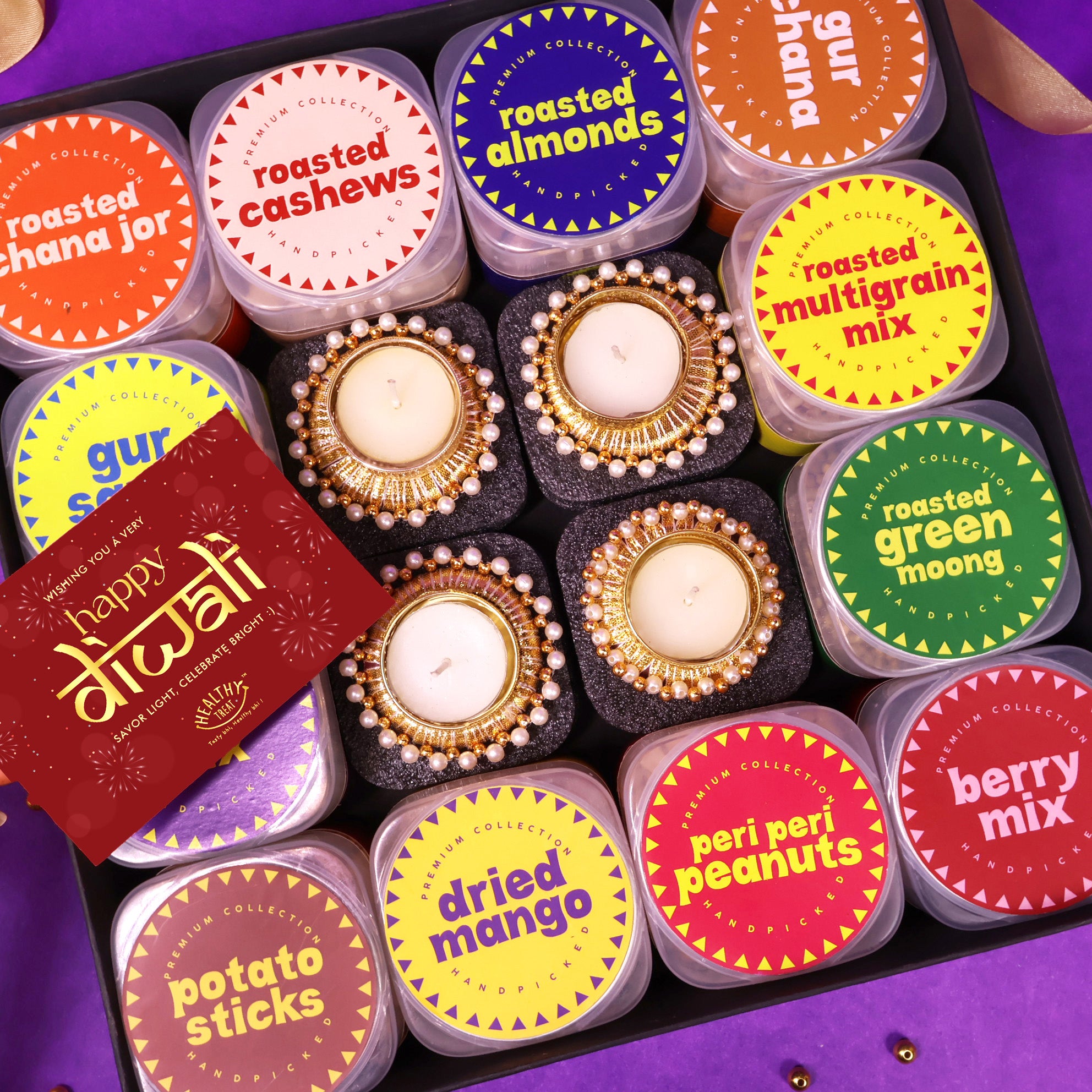 Super Snacker Super Snacker Premium Diwali Hamper - Roasted Snacks and Diyas ...