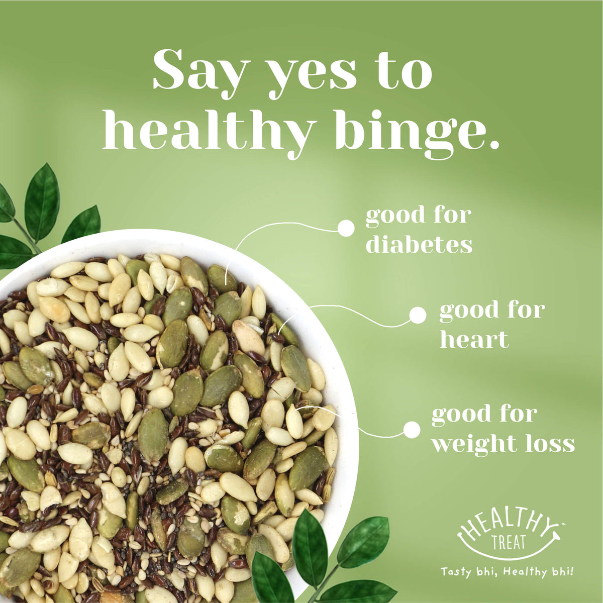 mix seeds, mixed seeds, Healthy Treat Roasted 5 in 1 Superseed mix or mixed seeds classic is protein rich and full of nutrients. It's a blend of roasted watermelon seeds, flax seeds, sesame seeds, chia seeds and pumpkin seeds.