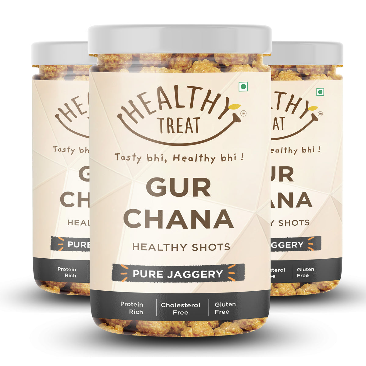 Healthy Treat Gur Chana or Roasted chickpeas with natural pure jaggery, these are healthy diabetic friendly immunity jaggery shots which are protein rich and full of nutrients.