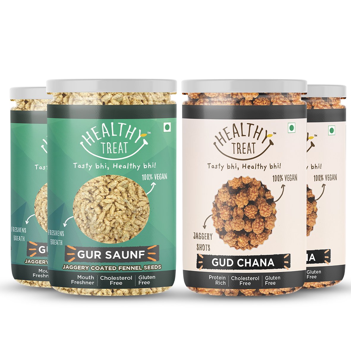 Gur Chana and Gur Saunf Combo 800 gm | Jaggery Coated Snacks | Immunity Booster.