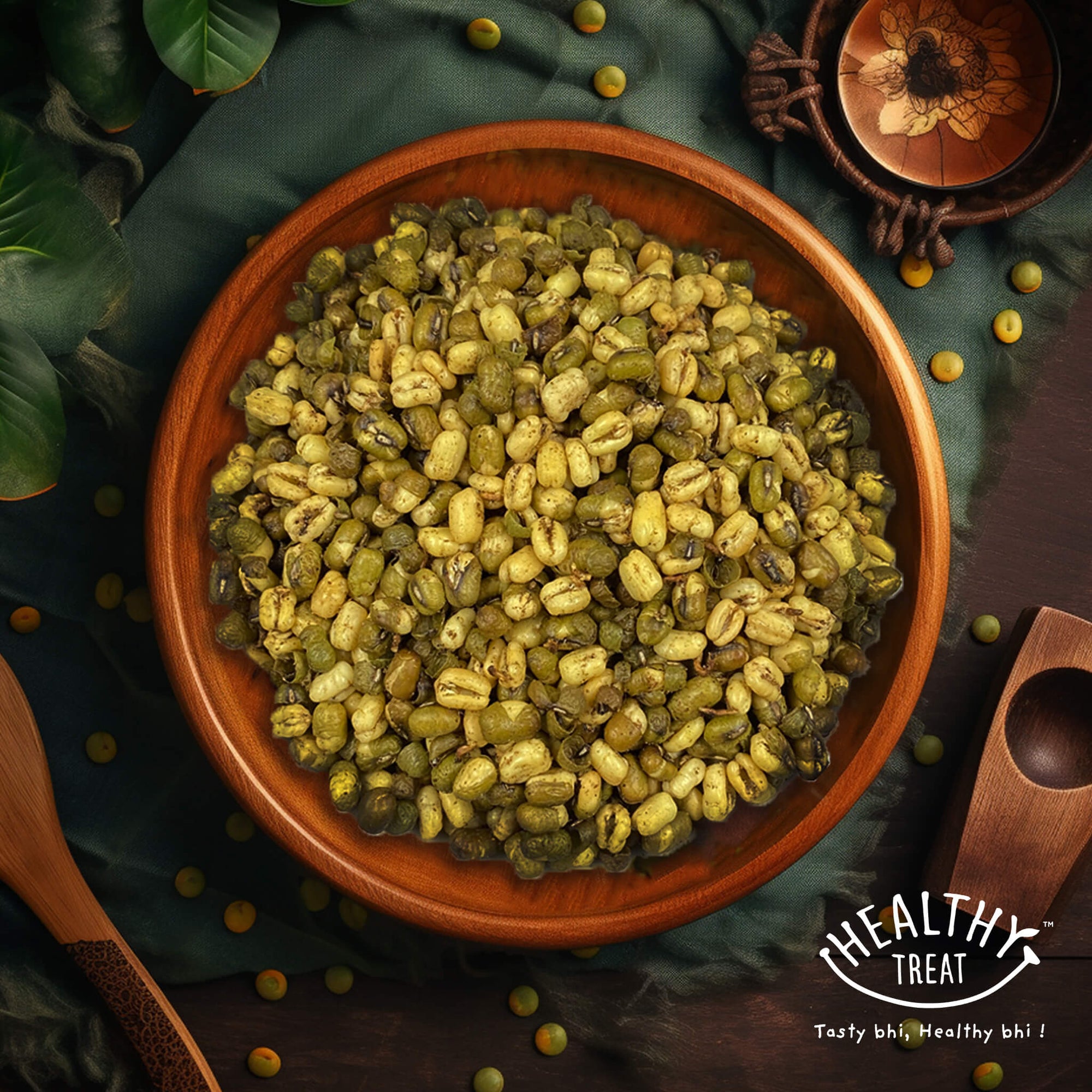 Healthy Treat 100% Roasted Solid Moong or mung bean is a protein rich snack, a savoury crunchy namkeen which is oil free and full of nutrients.