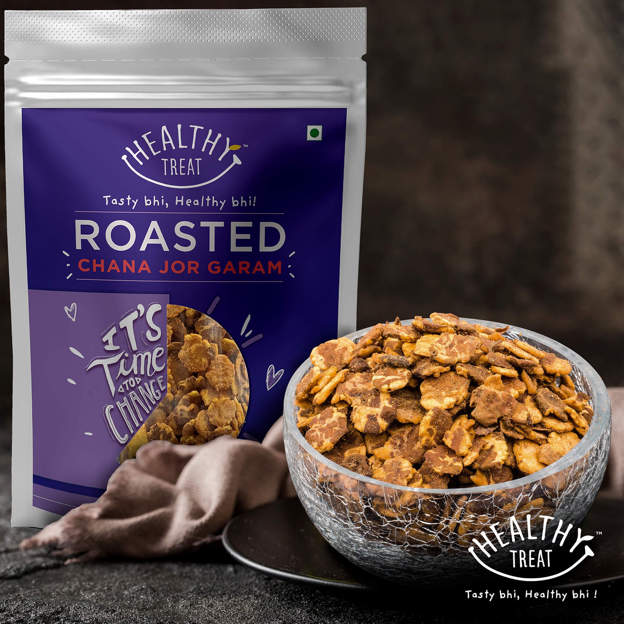 roasted chana jor garam, flattened chickpeas, by healthy treat, crunchy and protein rich