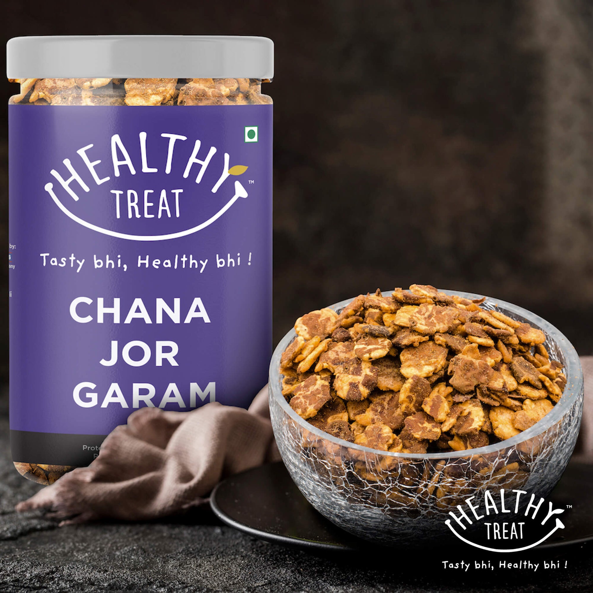 roasted chana jor garam, flattened chickpeas, by healthy treat, crunchy and protein rich