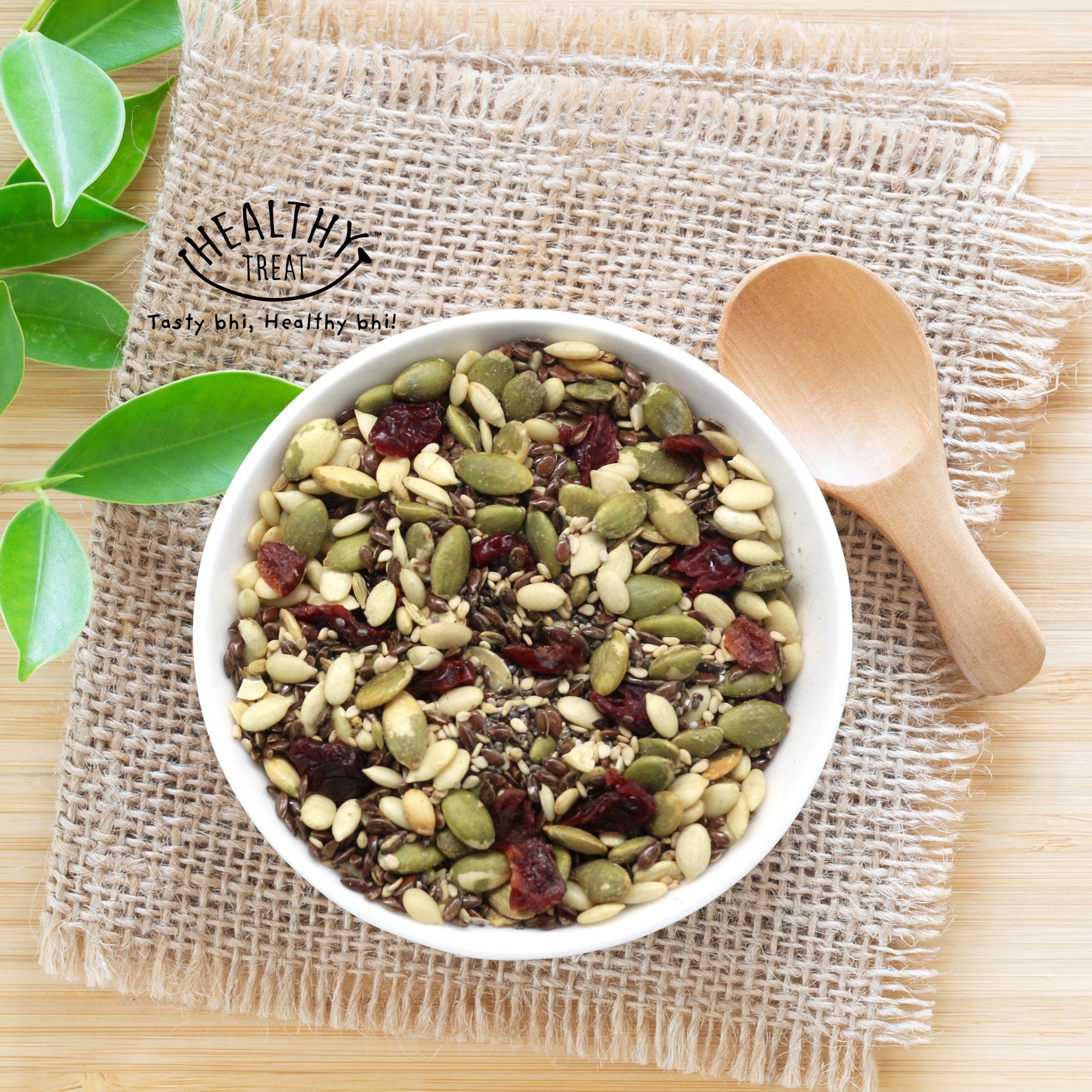 Healthy Treat Roasted 5 in 1 Superseed mix or mixed seeds classic with cranberries is protein rich and rich in antioxidants. It's a blend of roasted watermelon seeds, flax seeds, sesame seeds, chia seeds and pumpkin seeds and dried cranberries mix